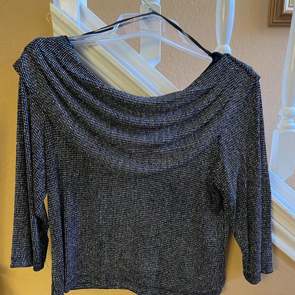 MSK Women's Cowl Neck Long Sleeve Sequin Stretch Size XL